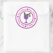 Pompoen en Paarse heks Cocktail Happy Halloween Ronde Sticker (Tas)