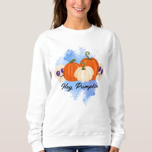 Pompoen en schedels hoodie, blauw gotische Hallowe Trui (Voorkant)