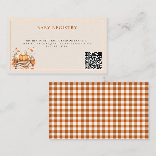 Pompoen en specerij en alles lekker Baby shower Informatiekaartje (Voorkant / Achterkant)