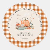 Pompoen en specerij en alles lekker Baby shower Ronde Sticker (Voorkant)