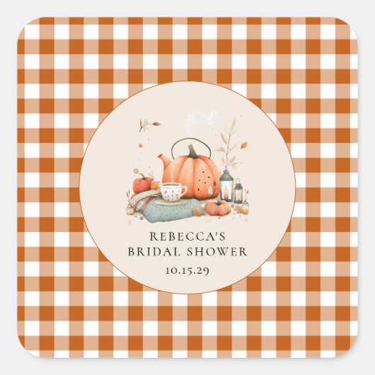 Pompoen en specerij en alles lekker Baby shower Vierkante Sticker (Voorkant)