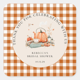 Pompoen en specerij en alles lekker Baby shower Vierkante Sticker