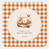 Pompoen en Spice Alles Mooi Baby shower Vierkante Sticker (Voorkant)