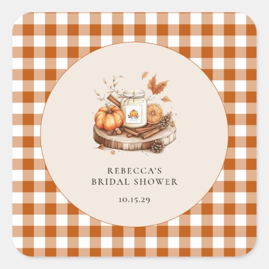 Pompoen en Spice Alles Mooi Baby shower Vierkante Sticker (Voorkant)