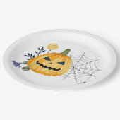 Pompoen en spinnenweb papieren bordje (Gekanteld)