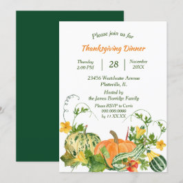 Pompoen en Squash Bounty Thanksgiving Diner Kaart
