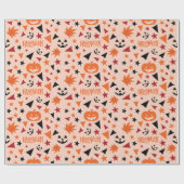 Pompoen en sterren Halloween inpakpapier (Vlak)