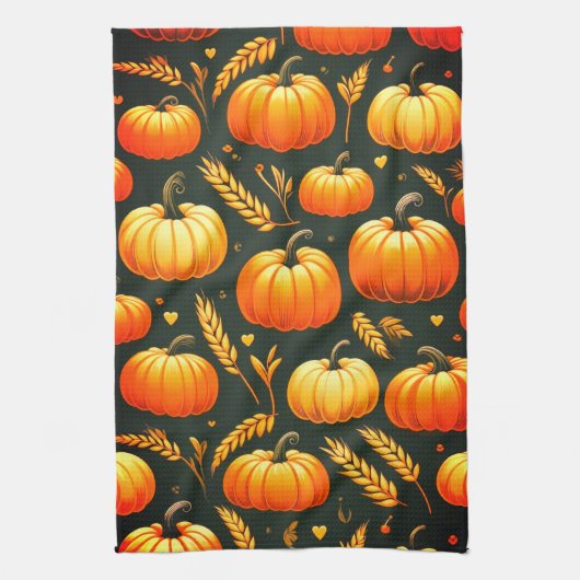 Pompoen en Tarwe Keuken Handdoek (Verticaal)