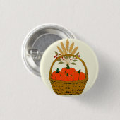 🍂 **Pompoen- en Tarwe-mand Badge** Ronde Button 3,2 Cm (Voorkant /achterkant)