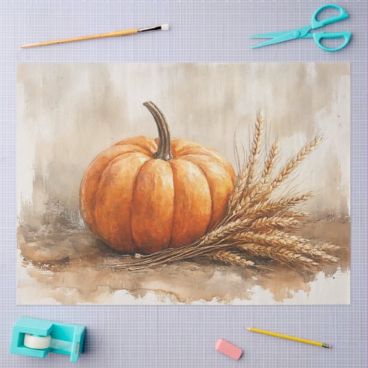 Pompoen en tarwe oogst stilleven decoupage tissuepapier (Craft)