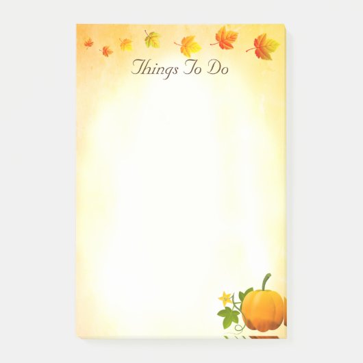 Pompoen en vallen laat alles achter om opmerkingen post-it® notes (Voorkant)