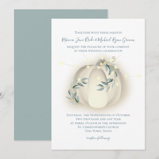 Pompoen en verlichting Botanische wijnstokken brui Kaart (Voorkant / Achterkant)