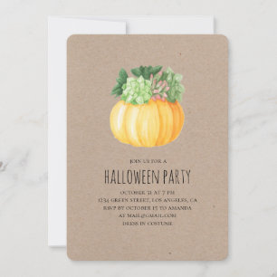 Pompoen en vetplanten. Halloweenfeest. Landelijk Kaart