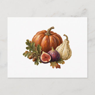 Pompoen en Vijg Herfst Oogst Stilleven Ansichtkaar Briefkaart