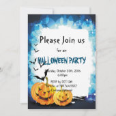 Pompoen en vleermuis Halloween feest Kaart (Voorkant)