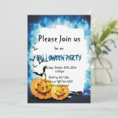 Pompoen en vleermuis Halloween feest Kaart (Staand voorkant)