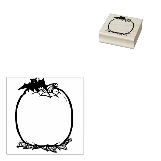 Pompoen en vleermuisblanco, kunststempel rubberstempel (Gestempeld)