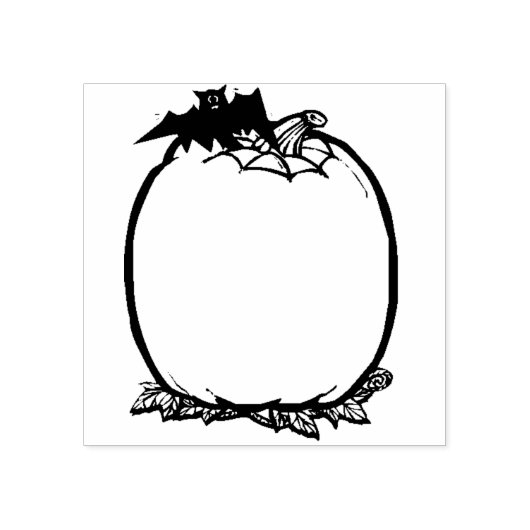 Pompoen en vleermuisblanco, kunststempel rubberstempel (Afrduk)