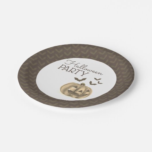 Pompoen en vleermuizen, Halloween Party Papieren Bordje (Gekanteld)