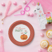 Pompoen en vleermuizen, Halloween Party Papieren Bordje (Feest)