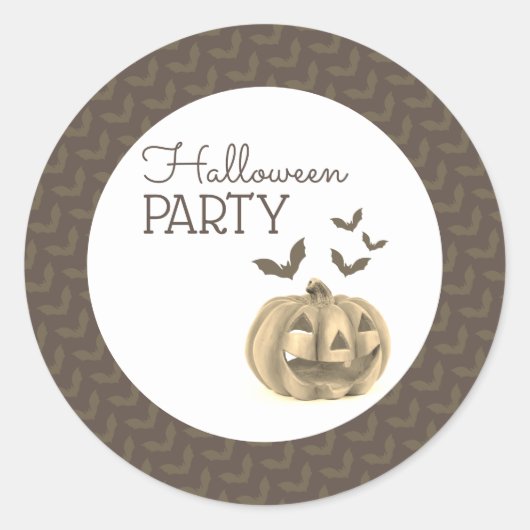 Pompoen en vleermuizen, Halloween Party Ronde Sticker (Voorkant)