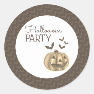 Pompoen en vleermuizen, Halloween Party Ronde Sticker