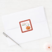 Pompoen en vleermuizen, Halloween Party Vierkante Sticker (Envelop)