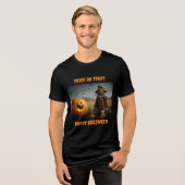 Pompoen en vogelverschrikker Halloween T-shirt (Voorkant volledig)