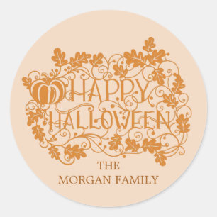 pompoen en wijngaarden blij halloween ronde sticker