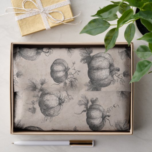 pompoen en wijnstok graveerpatroon tissuepapier (Geschenk)