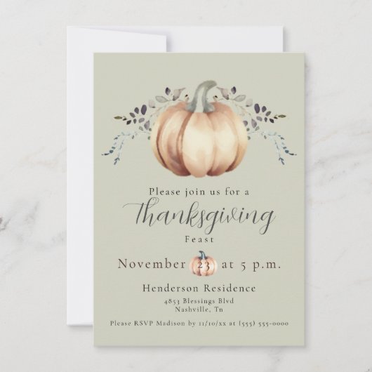 Pompoen en wijnstokken Thanksgiving Diner | Green Kaart (Voorkant)