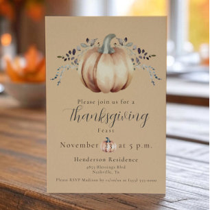 Pompoen en wijnstokken Thanksgiving Diner   Orange Kaart