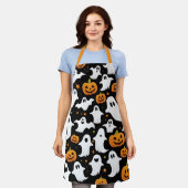 Pompoen en Witte Geest Halloween Schort Ontwerp (Gedragen)