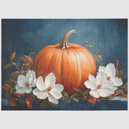 Pompoen en witte magnolia's tissuepapier