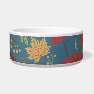 Pompoen en wortelen naadloos rood en blauw patroon voerbakje