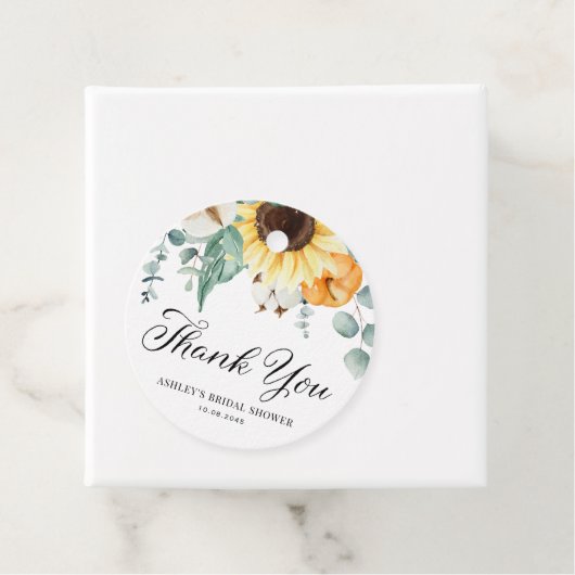 Pompoen en zonnebloem Herfst Bruidsontbijt Dankjew Bedankjes Labels (In situ)