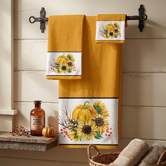 Pompoen en zonnebloemen bad handdoek