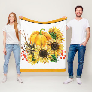 Pompoen en zonnebloemen herfst fleece deken