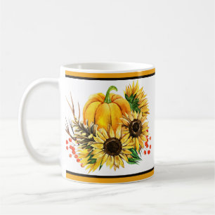 Pompoen en zonnebloemen herfst koffiemok
