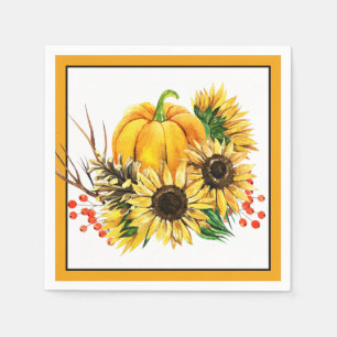 Pompoen en zonnebloemen herfst servet