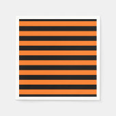 Pompoen en Zwart Grote Horizontale Strepen Papier Servet (Voorkant)