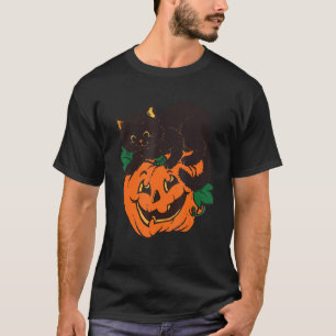 Pompoen En Zwarte Kat Boo Halloween Griezelig T-shirt