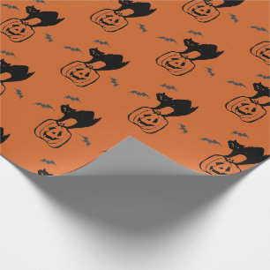 Pompoen en Zwarte Kat Halloween Cadeaupapier