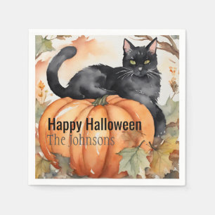 Pompoen en Zwarte Kat Halloween Herfst Servet