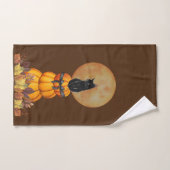 Pompoen en zwarte kat handdoek (Handdoek)
