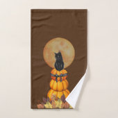 Pompoen en zwarte kat handdoek (Handdoek)