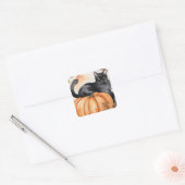 Pompoen en Zwarte Kat Herfst Halloween Sticker (Envelop)