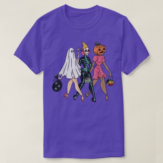 Pompoen Face Skeleton Shirt, Skeleton Pumpkins Hal T-shirt (Design voorkant)