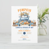 Pompoen Fall bladeren en stapels van hooi 5e verja Kaart (Staand voorkant)