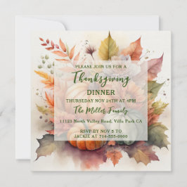 Pompoen Fall Kleuren Thanksgiving Diner Uitnodigin Kaart
